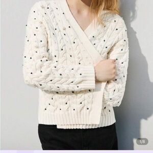 Women's White Cable Knit Sweater